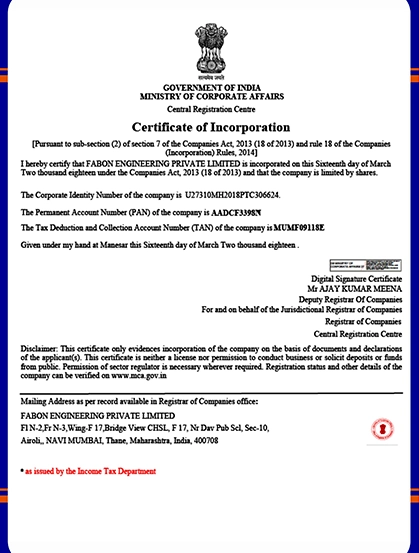 Certificate of Incorporation
